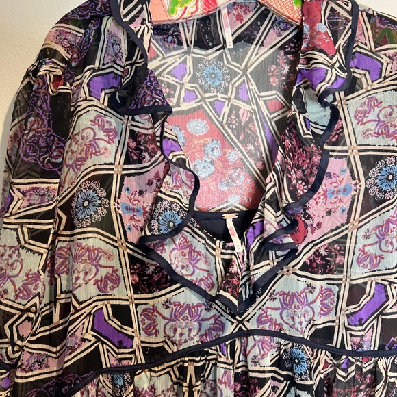 Free People Carmella Geometric Printed Flowy Chiffon Maxi Dress - Picture 6 of 8